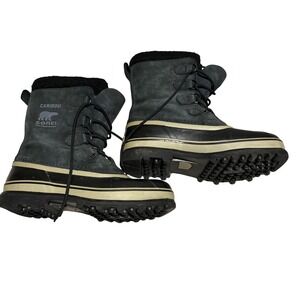 Sorel Caribou Snow Boots Mens 11 Black Waterproof Winter Leather NM1000-014